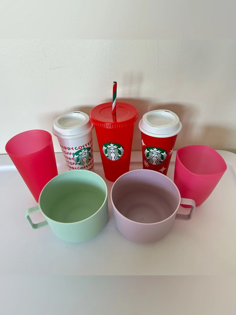 NWOT College Student Dorm Room Starbucks Cup Mug Bundle Coffee Tea Water Pink